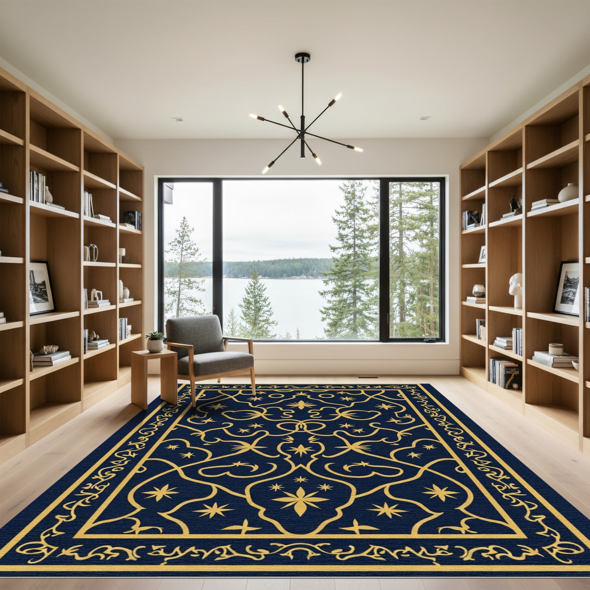 Ornate Golden Starry Night Rug