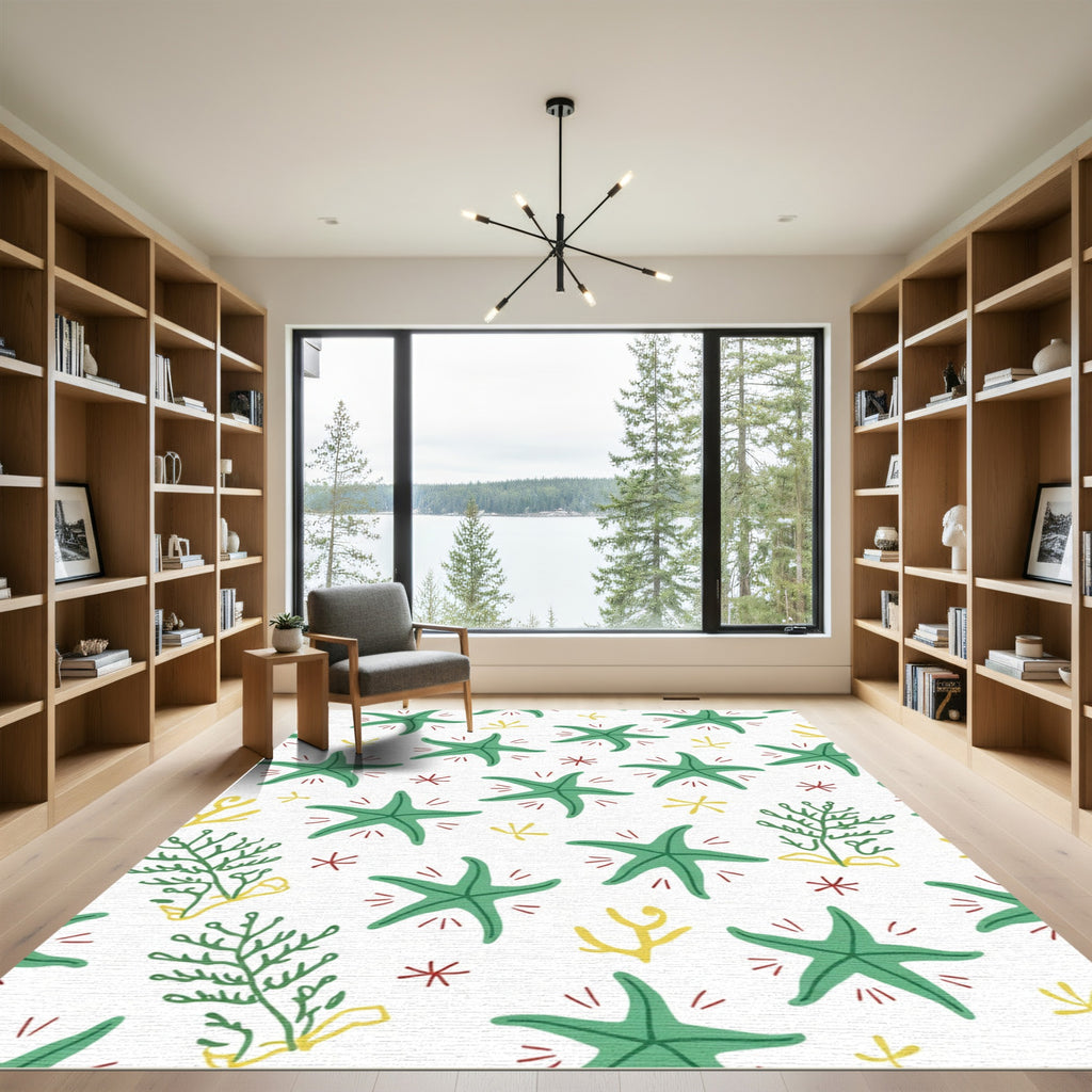 Green Starfish Seaweed Array Rug