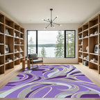 Vibrant Purple Swirl Abstract Rug