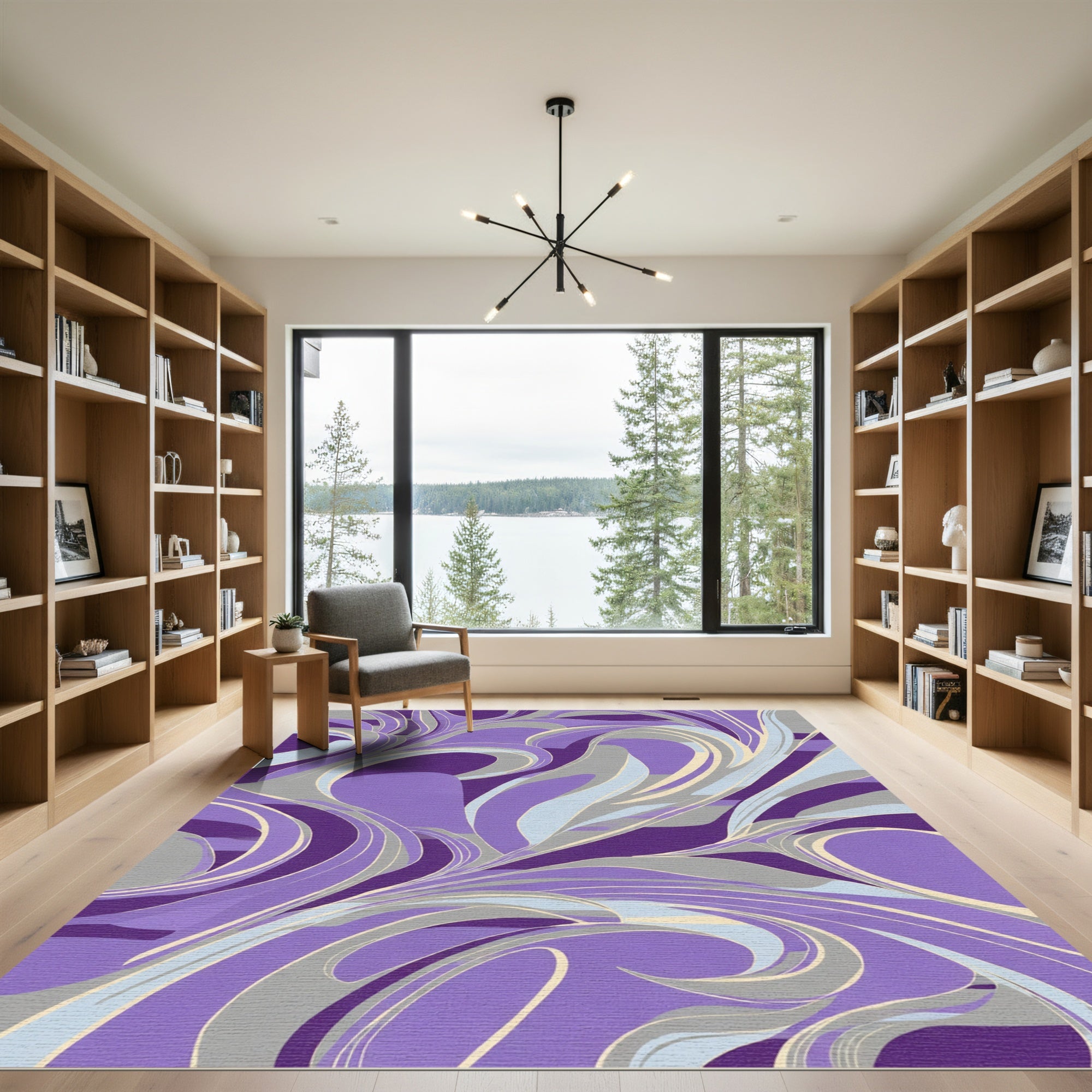 Vibrant Purple Swirl Abstract Rug