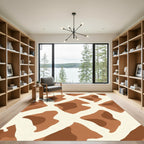 Tan Brown Animal Print Squares Rug