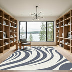 Gray White Swirl Abstract Stripe Rug