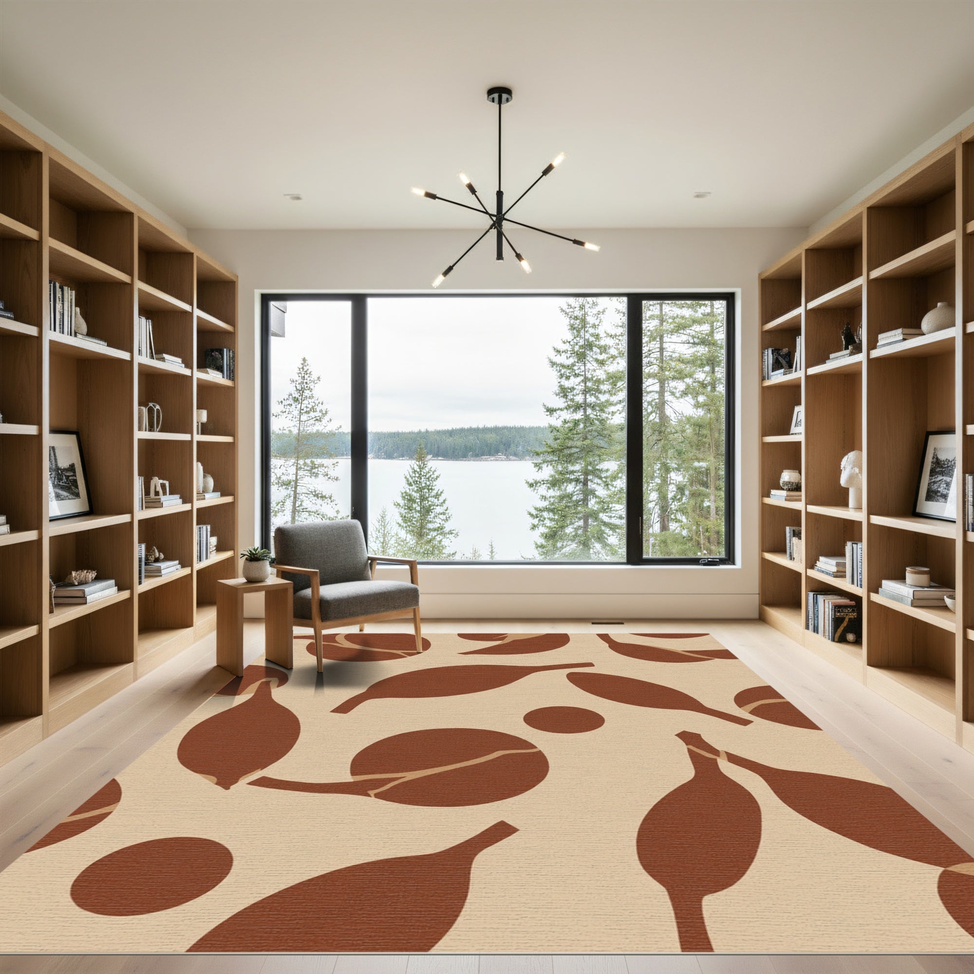 Earthy Brown Seed Pod Composition Rug