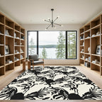 Bewildering Black Roosters Cream Pattern Rug