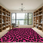 Hot Pink Black Leopard Spot Rug