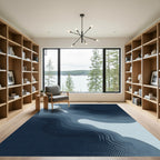 Deep Blue Wavy Organic Abstract Rug