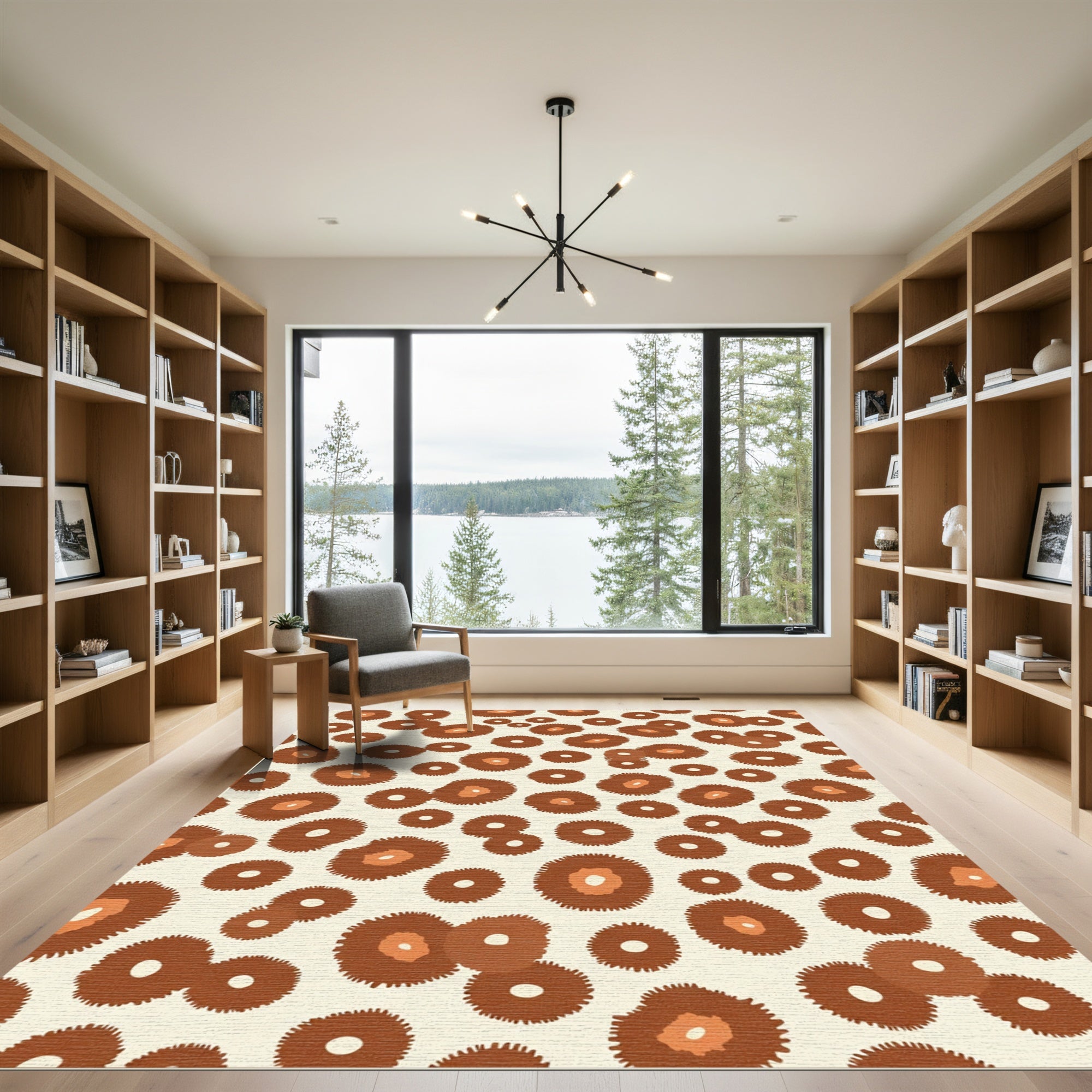 Brown Orange Spotted Animal Print Rug