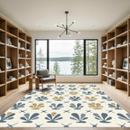 Soft Shells Khaki Blue Grid Rug