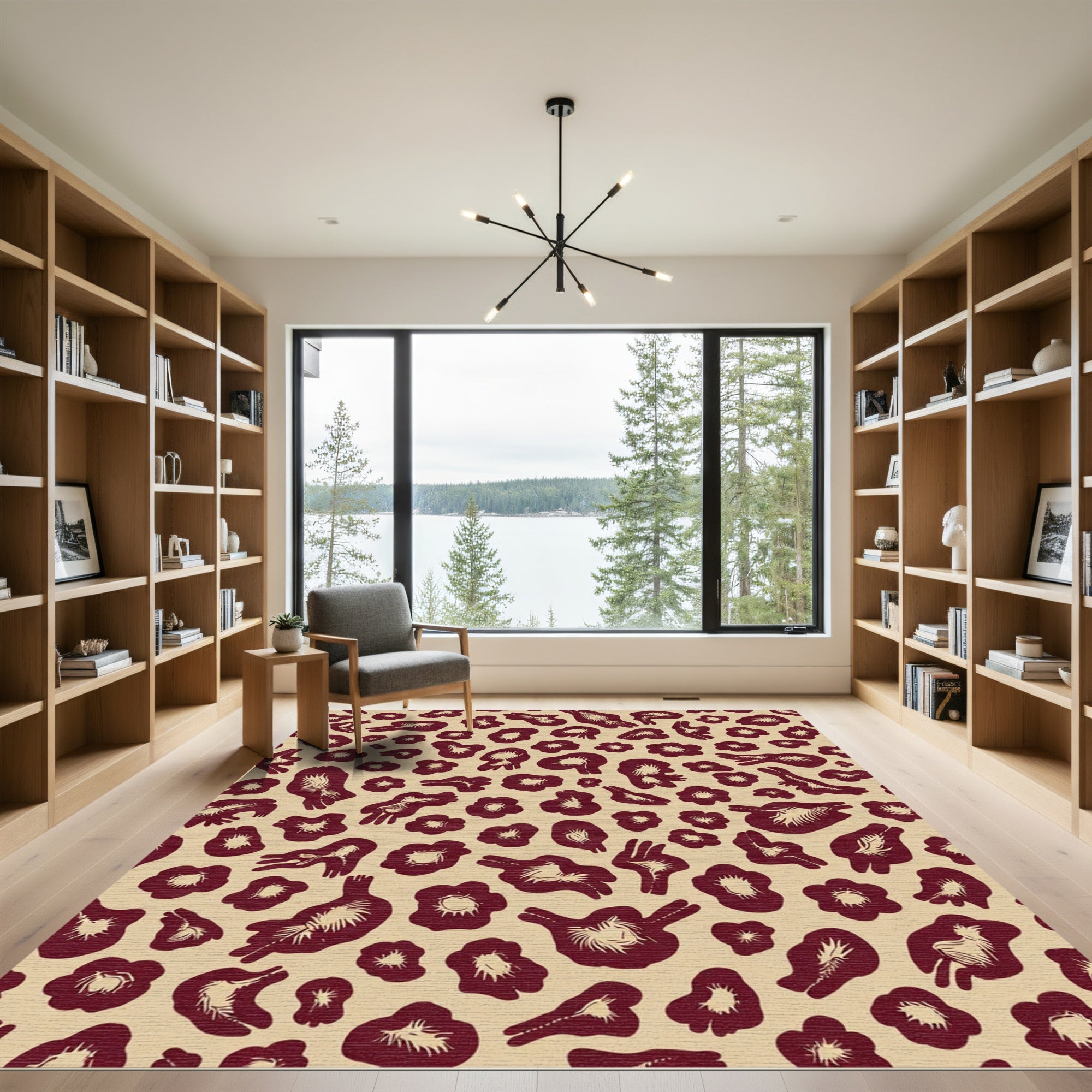 Burgundy Splotch Animal Print Rug