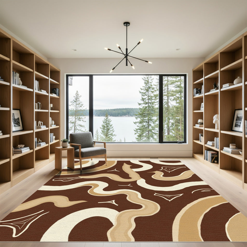 Earthy Swirl Ribbons Accents Rug