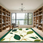 Elegant Emerald Leaf Vine Swirls Rug