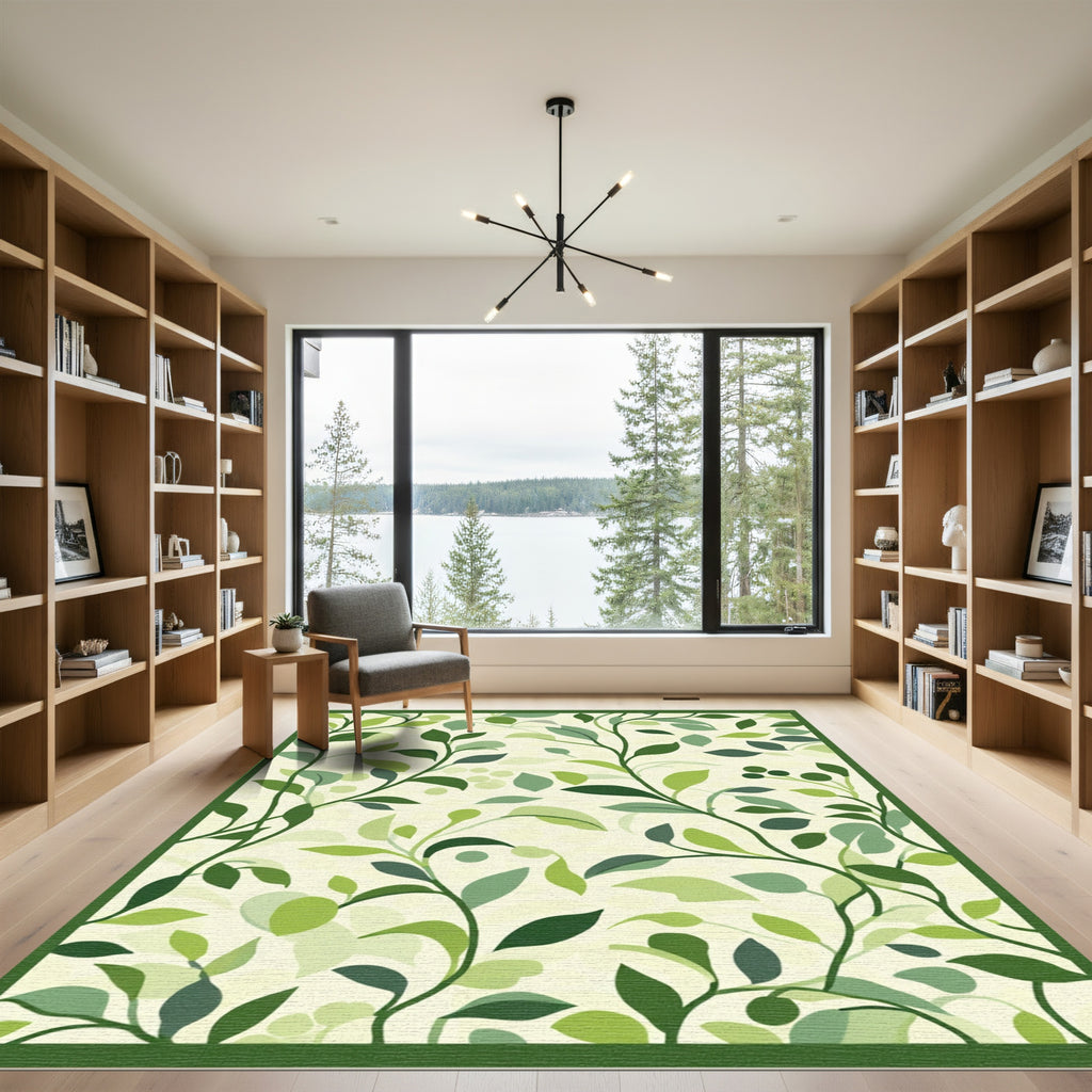 Verdant Green Leafy Vines Rug