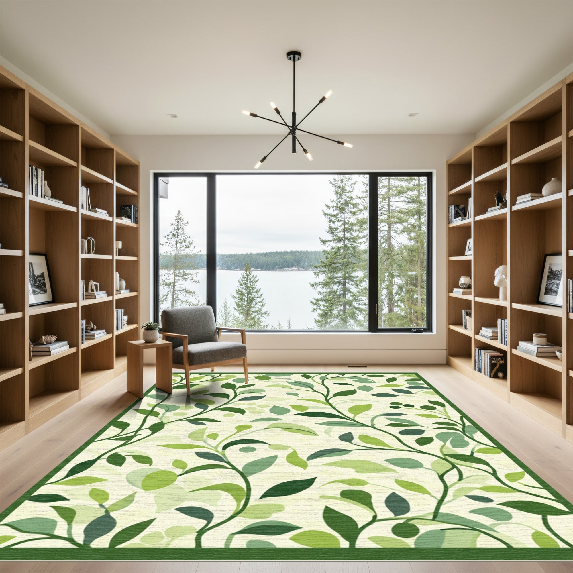 Verdant Green Leafy Vines Rug