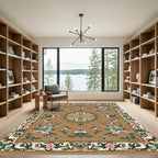 Brown Floral Medallion Intricate Border Rug