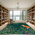 Forest Fox In Starry Night Foliage Rug
