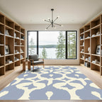 Soft Blue Cream Contemporary Lattice Rug