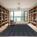 Dark Gray Art Deco Geometric Rug