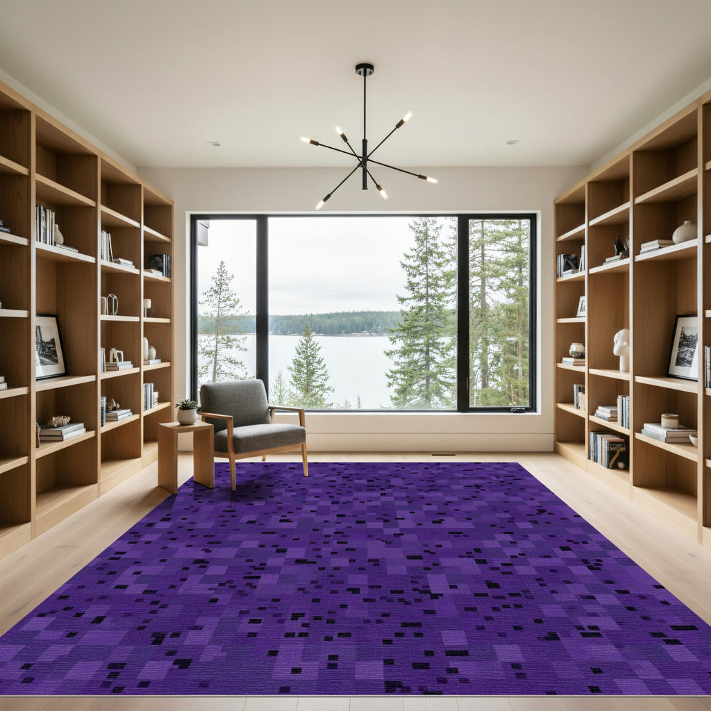 Deep Purple Pixelated Square Rug