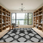 Gray Hexagon Stripe Geometric Rug