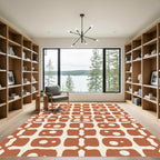 Terracotta Bone Organic Grid Rug