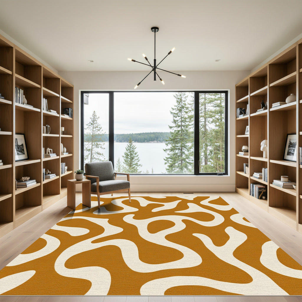 Earthy Organic Wavy Abstract Rug