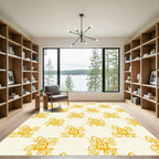 Golden Floral Diagonal Repeating Rug