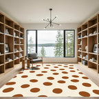 Minimalist Brown Polka Dot Cream Rug