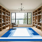 Geometric Azure Overlap Frame Rug