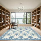 Powder Blue Geometric Aztec Diamond Rug