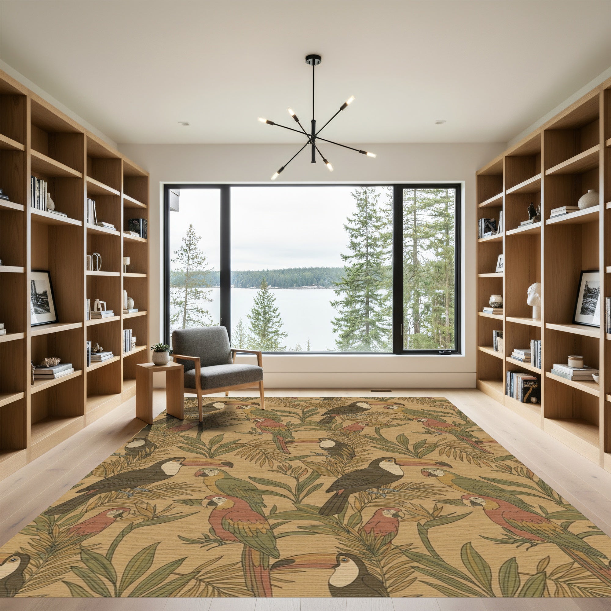Tropical Toucan Parrot Foliage Rug