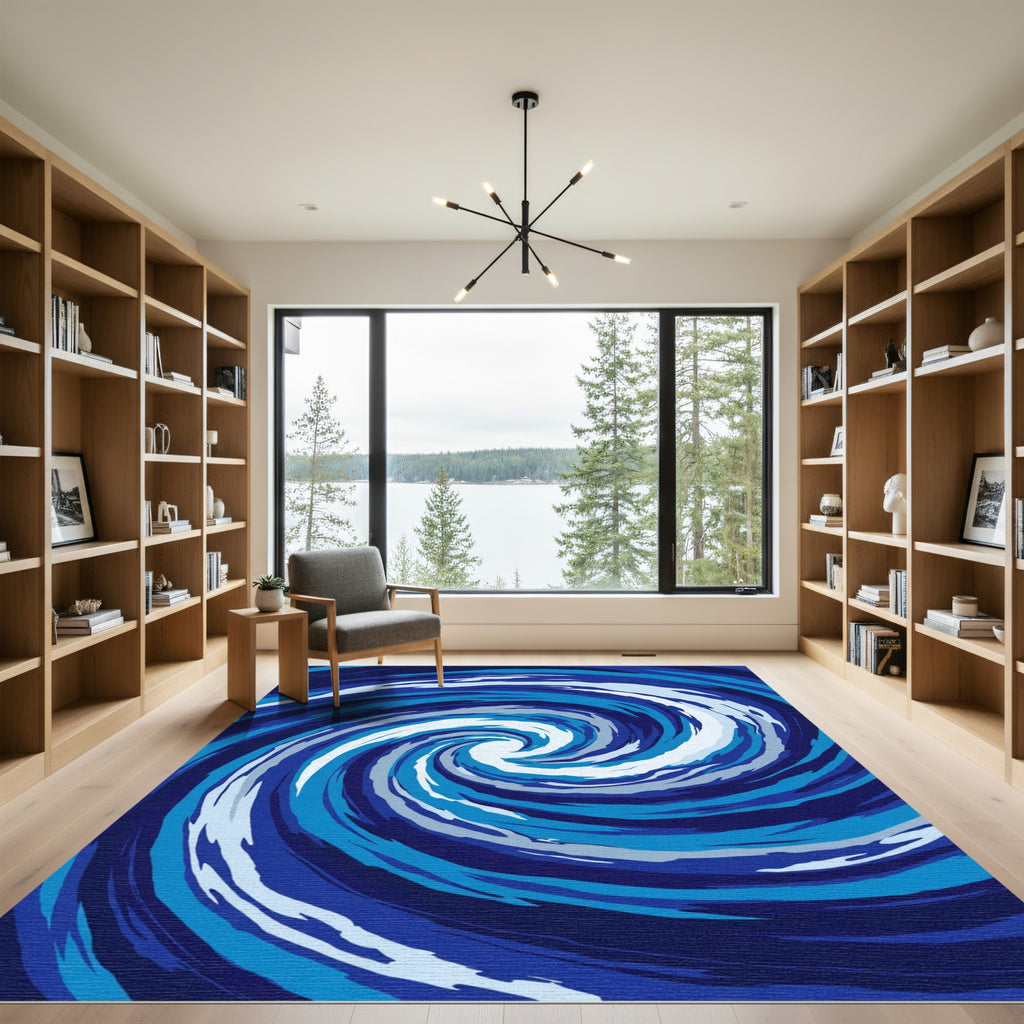Azure Whirlpool Swirl Rug