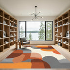 Abstract Terracotta Orange Geometric Shapes Rug