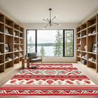 Red Gray Jagged Diamond Stripe Rug
