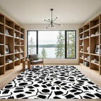 Black Brushstroke Swirl Abstract Rug