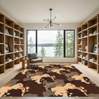 Rustic Earthy Camouflage Abstract Rug