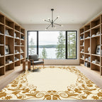Golden Floral Vine Scroll Rug
