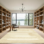 Golden Honeycomb Geometric Stripes Rug