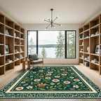 Green Floral Insect Botanical Bloom Rug