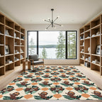 Retro Brown Green Amber Abstract Collage Rug