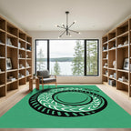 Green Serpent Swirl Tribal Art Rug