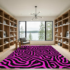 Vibrant Pink Black Maze Texture Rug