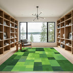 Forest Green Pixelated Mosaic Rug