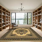 Gold Black Sunburst Crest Rug