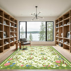 Whimsical Pink Blue Floral Vine Rug