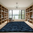 Dark Blue Rectangular Mosaic Rug