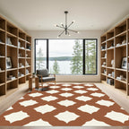 Earthy Ochre Lattice Diamond Rug