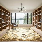 Golden Brown Autumn Birds Branch Scene Rug