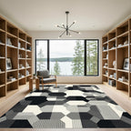 Monochromatic Geometric Honeycomb Tesselation Rug