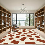 Warm Amber Geometric Scattered Shapes Rug
