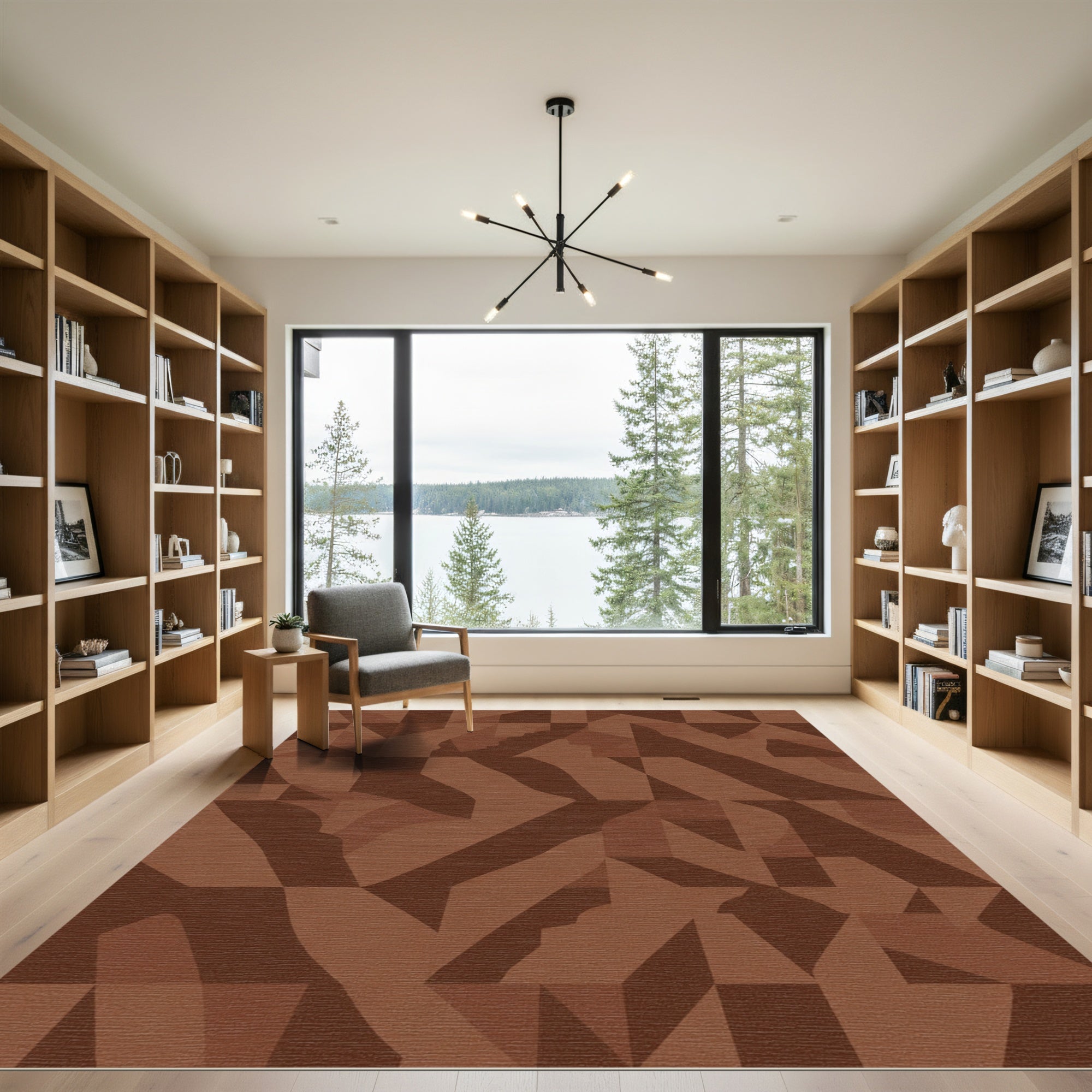 Earthy Tone Abstract Squared Rug